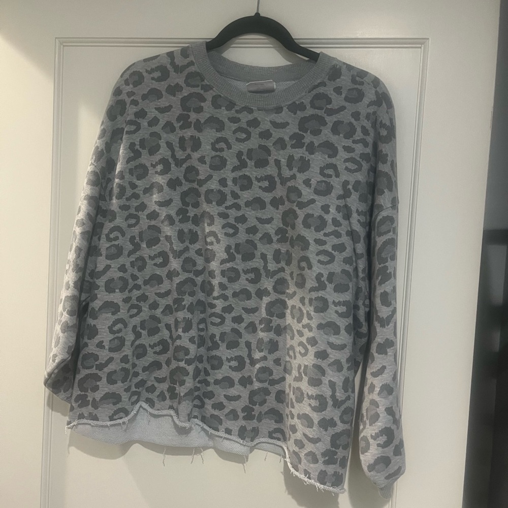 Grey on grey leopard print sweatshirt